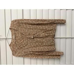 Altar'd State Soft Peach Open Tie Front Pink Flocked Wrap-Around Blouse